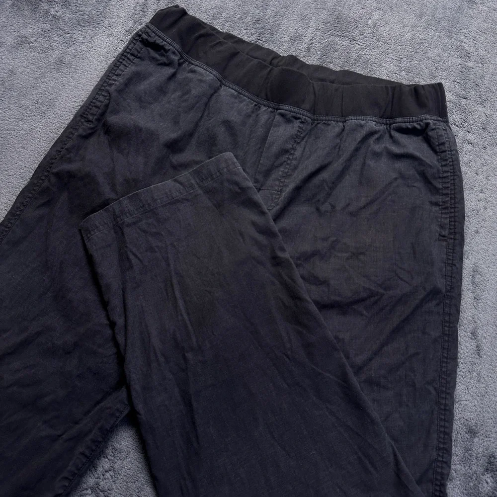 Prana Vaha Hemp Blend Pants Mens XXL Black Charcoal Straight Leg Drawstring